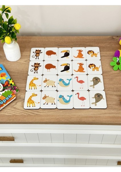 Zeka Kartları Esletirme Oyunu Hafıza Kartı Ahşap Eğitici Puzzle Oyuncak