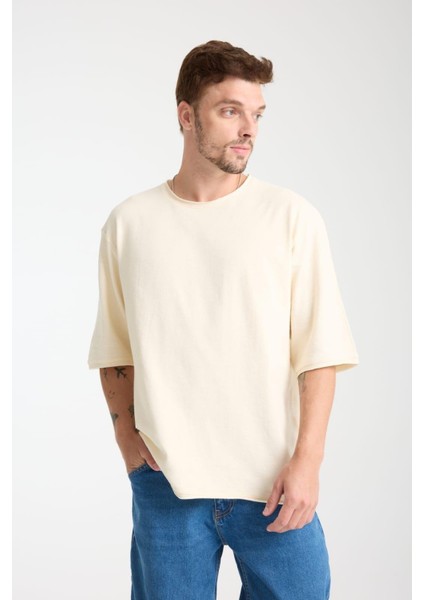 %100 Pamuk Oversize Kısa Kollu Bisiklet Yaka T-Shirt modelleri