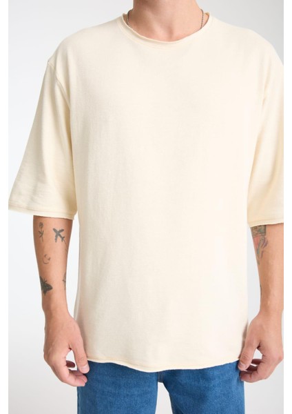 %100 Pamuk Oversize Kısa Kollu Bisiklet Yaka T-Shirt fırsatları