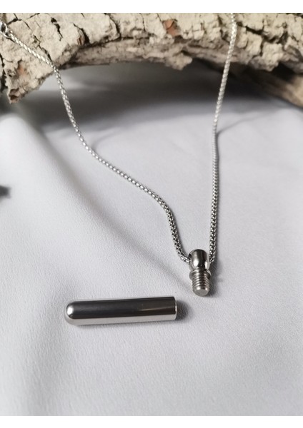 Erkek Gümüş Renk Infinity Capsule Pendant 316 L Çelik Kolye fiyatları