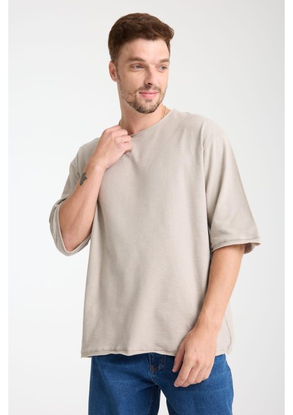 %100 Pamuk Oversize Kısa Kollu Bisiklet Yaka T-Shirt modelleri