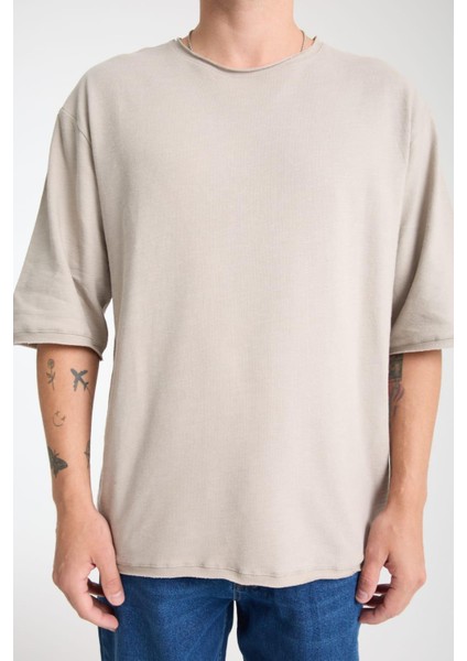 %100 Pamuk Oversize Kısa Kollu Bisiklet Yaka T-Shirt fırsatları