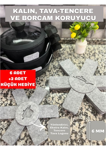Kalın Tencere,tava & Borcam Koruyucu Çizdirmez Elyaf Keçe 6'lı Set 30X30 cm Tava Koruyucu Çizdirmez