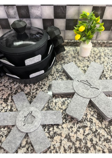 Kalın Tencere,tava & Borcam Koruyucu Çizdirmez Elyaf Keçe 6'lı Set 30X30 cm Tava Koruyucu Çizdirmez fırsatları