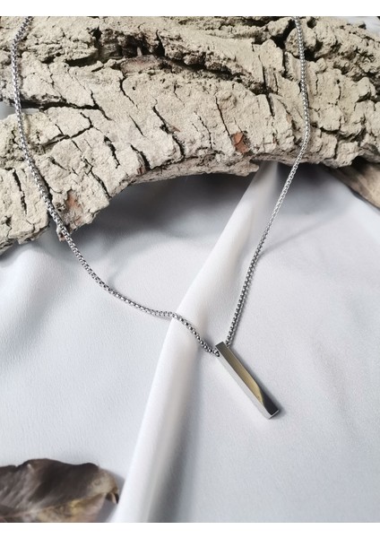 Erkek Gümüş Renk Steel Bar 316 L Çelik Kolye fiyatları