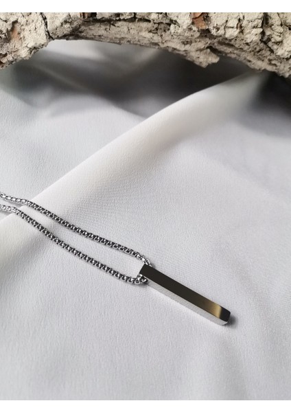 Erkek Gümüş Renk Steel Bar 316 L Çelik Kolye modelleri