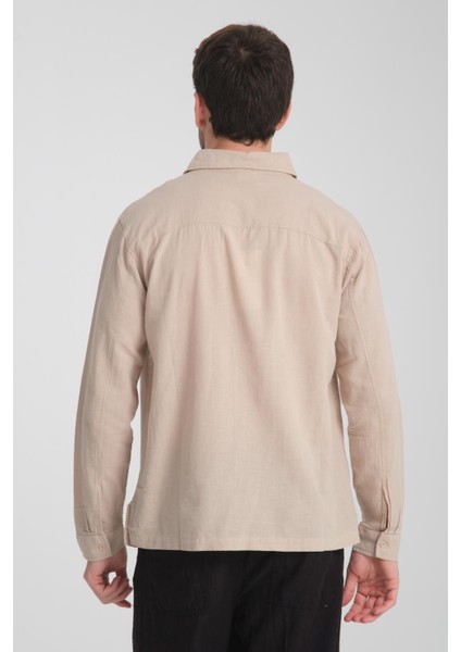 Yazlık Regular Fit Uzun Kollu Keten Gömlek - Rahat ve Şık Tasarım