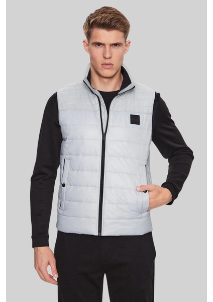 Su Tutmaz Regular Fit Dik Yaka Şişme Erkek Yelek Gri