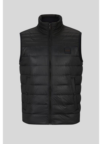 Su Tutmaz Regular Fit Dik Yaka Şişme Erkek Yelek Siyah