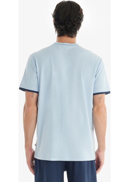 Erkek Premium Kısa Kol Şortlu Mavi Pijama Takım C3T1N7O04