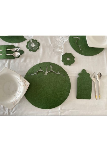 Ramazan Temalı Supla Seti, Ramazan Yemek Seti Iftar Yemek Seti, Iftar Supla Seti 6 Kişilik Yeşil