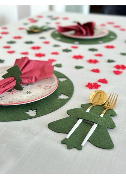 Yılbaşı Temalı Supla Seti, Yılbaşı Yemek Seti, Yılbaşı Sofra 12 Kişilik Yeşil modelleri