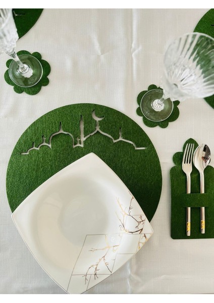 Ramazan Temalı Supla Seti, Ramazan Yemek Seti, Iftar Yemek Seti, Iftar Supla Seti 4 Kişilik Yeşil