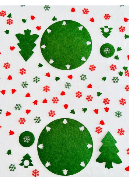 Yılbaşı Temalı Amerikan Servis Seti Yeşil 4 Kişilik,masa Dekoru,yeniyıl Yemek Masası,bardak Altlığı modelleri