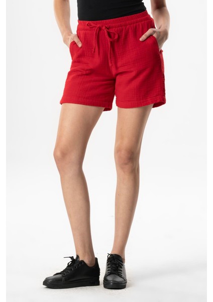 Inci Bağlamalı Yazlık Müslin Şort Indigo Indg