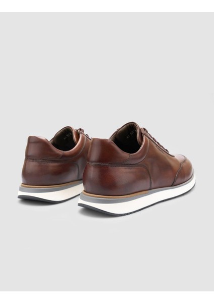 %100 Hakiki Deri Kahverengi Bağcıklı Erkek Spor Ayakkabı modelleri