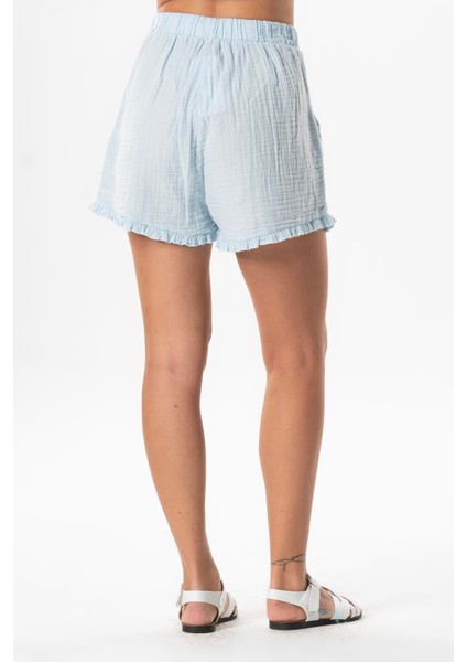 Beli Lastikli Duru Fırfır Detaylı Müslin Yazlık Kısa Şort Zeytin Yeşili Zytnysl fiyatları