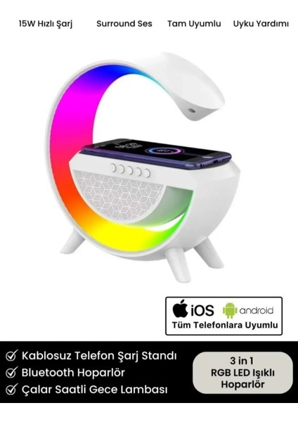 G Speaker Kablosuz Şarj Özellikli Bluetooth Hoparlör Gece Lambası