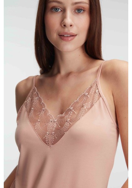 Anıl 5821 Ip Askılı V Yaka Kadın Viskon Çizgili Desenli Yazlık Örme Sabahlıklı Pijama Takım modelleri