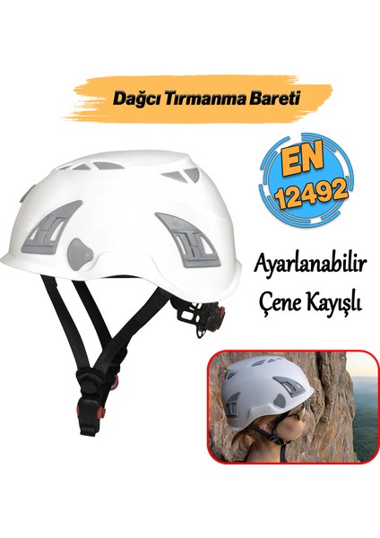 Dağcı Tırmanma Bareti Baş Koruyucu Kask Şapka Ce EN12492 Standartlarına Uygun 51-62 cm Ayarlanabilir