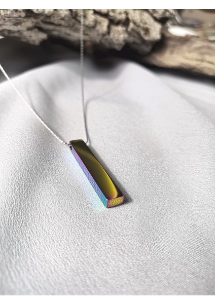 Erkek Gümüş Renk Rainbow Steel Bar 316 L Çelik Kolye fiyatları