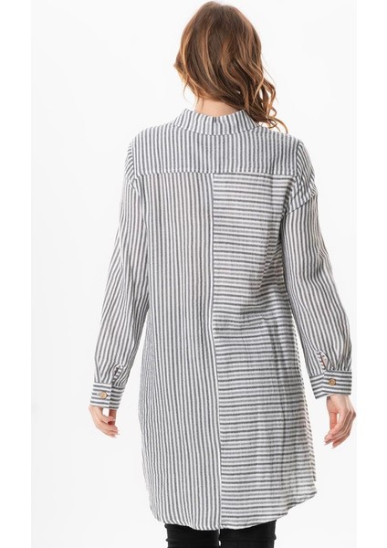 Uzun Kol Şile Bezi Erva Mevsimlik Gömlek Siyah Çizgili Syhbyz fiyatları