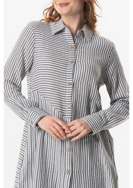 Uzun Kol Şile Bezi Erva Mevsimlik Gömlek Siyah Çizgili Syhbyz modelleri