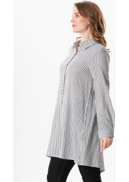 Uzun Kol Şile Bezi Erva Mevsimlik Gömlek Siyah Çizgili Syhbyz fırsatları