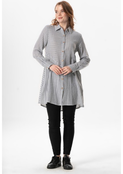 Uzun Kol Şile Bezi Erva Mevsimlik Gömlek Siyah Çizgili Syhbyz indirimleri