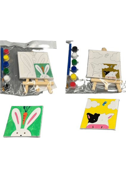 2 Paket Mini Numaralara Göre Boya Seti Çocuklar Için Şövale ile Çocuklar Acemi 10X10CM (Yurt Dışından)