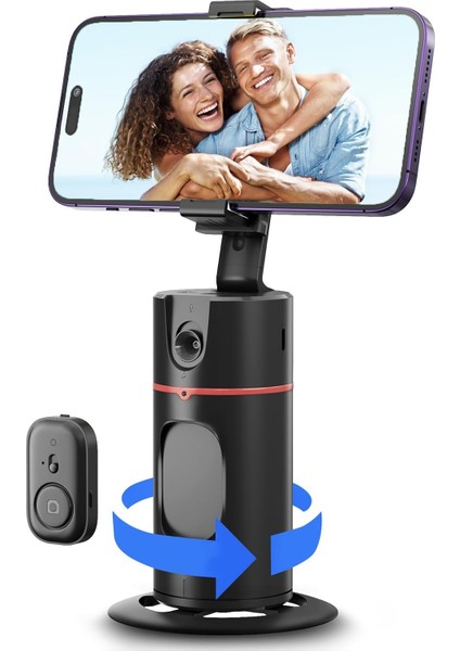 Otomatik Yüz Izleme Tripod - 360 ° Döndürme Otomatik Izleme Telefon Tutucu, Uygulama Yok, Uzaktan ve Hareket Kontrollü Telefon Kamera Montajı, Video Kaydı Için Şarj Edilebilir Akıllı Çekim Tutacağı
