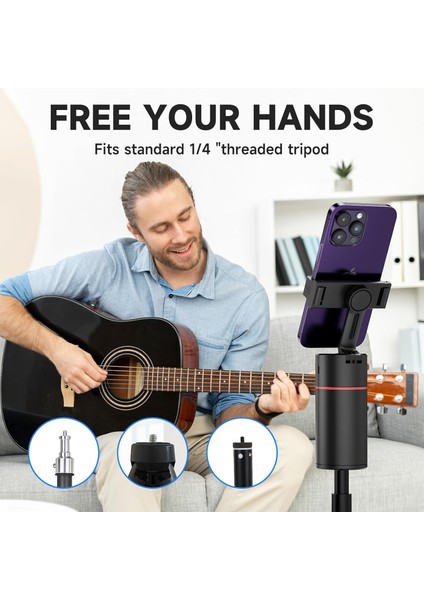 Otomatik Yüz Izleme Tripod - 360 ° Döndürme Otomatik Izleme Telefon Tutucu, Uygulama Yok, Uzaktan ve Hareket Kontrollü Telefon Kamera Montajı, Video Kaydı Için Şarj Edilebilir Akıllı Çekim Tutacağı