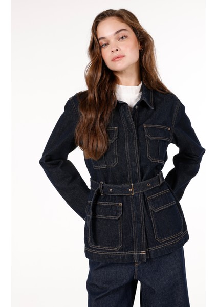 Regular Fit Kadın Mavi Ceket