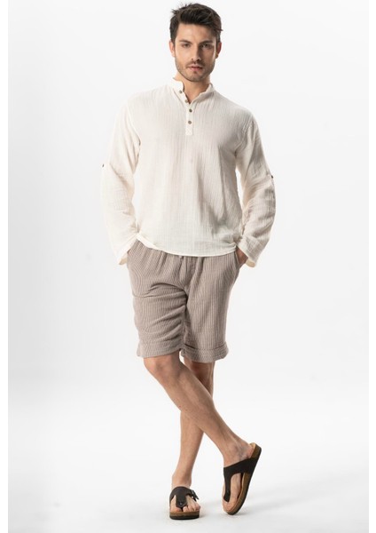 Beli Lastikli Müslin Erkek Yazlık Şort Çizgili Siyah Çzglsyh fırsatları