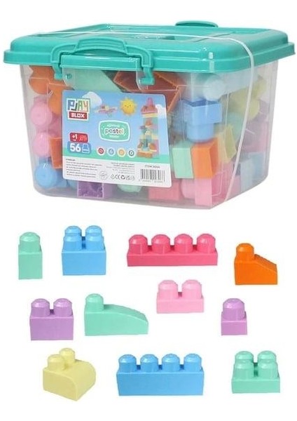 Pastel Renk Parçalı Block 56 Parça Pls Kutu