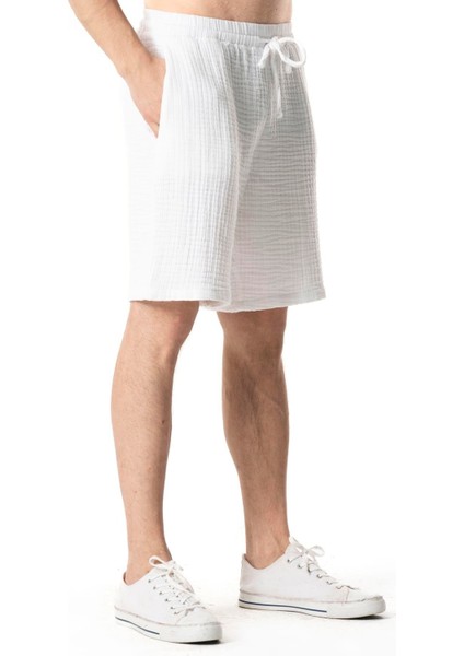 Beli Lastikli Multi Diz Üstü Müslin Erkek Yazlık Şort Gri Gri modelleri