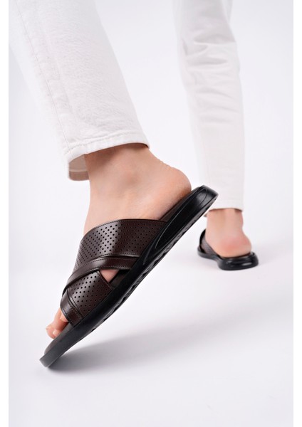 Erkek Hakiki Deri Kahve Terlik fiyatları