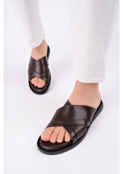 Erkek Hakiki Deri Kahve Terlik fırsatları