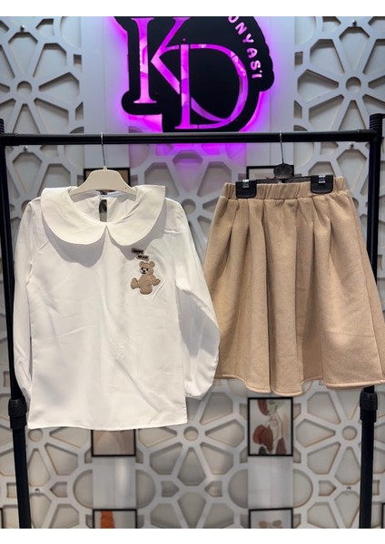 Kız Çocuk Bebe Yakalı Işlemeli Gömlek ve Fırfırlı Etek Alt Üst Takım fiyatları