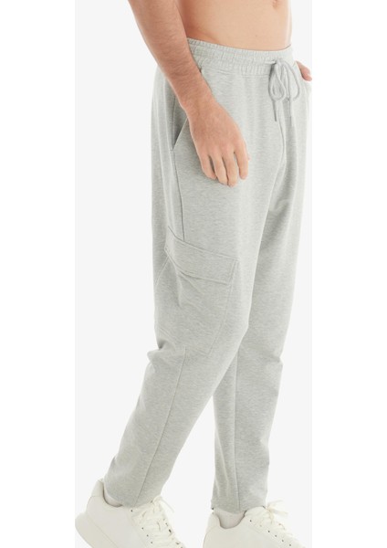 Erkek Pamuklu Gri Melanj Eşofman Tek Alt C5T3N7O04