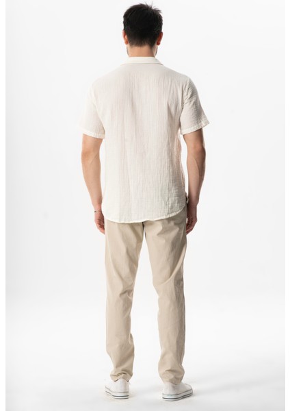 Kısa Kol Polo Yaka Müslin Yazlık Tshirt Kırık Beyaz Krkbyz fiyatları