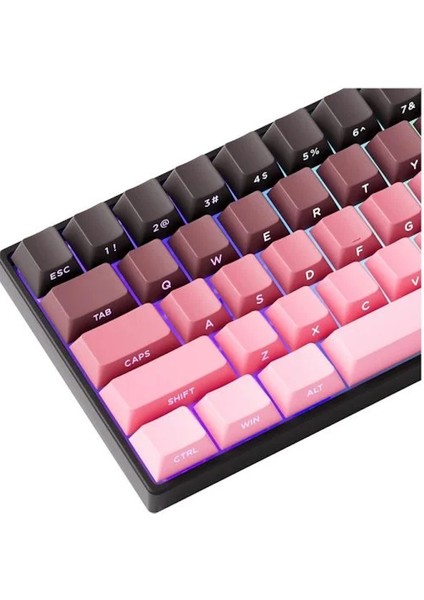 MONSGEEK FUN60 Max Shine-Through Black-Pink Gradient Hall Effect Manyetik Switch ARGB Kablosuz Hotswap Mekanik Gaming Klavye