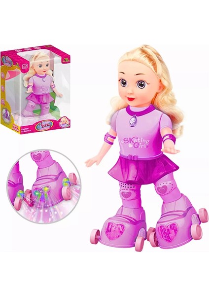 LED Işıklı, Patenli ve Müzikli Oyuncak Bebek Skating Girl