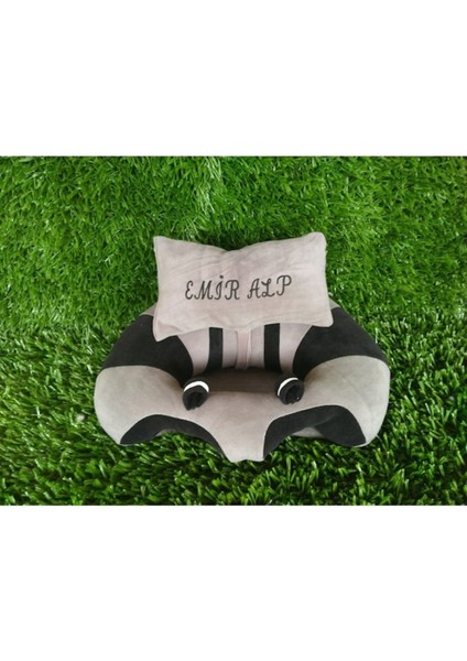 Isme Özel Bebek Destek Oturma Minderi Bebeyatmaz - Beyaz Siyah