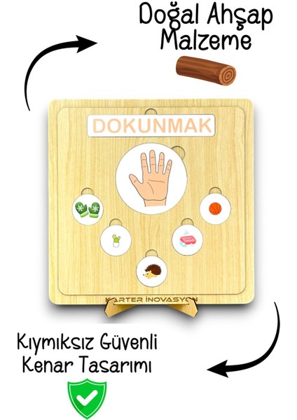 Duyulari Ögreniyorum, Ahsap Oyuncak, Egitici Ahsap Oyuncak, Montessori Ahsap Egitici Oyuncak, 5 Duyu