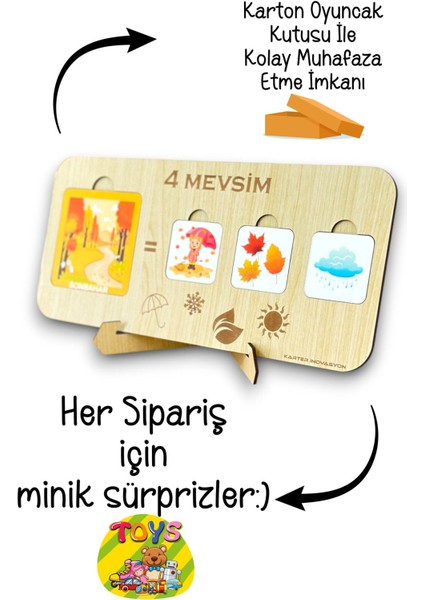 Ahsap Mevsim Tahtasi,mevsimleri Ögreniyorum,4 Mevsim, Ahsap Egitici Set,ahsap Oyuncak,montessori Set