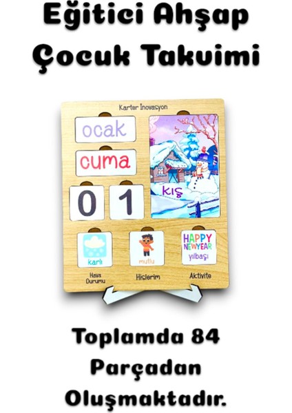 Cocuk Takvimi, Cocuk Aktivite Takvimi, Egitici Takvim, Günlük Yasam Becerileri Takvim, Ahsap Takvim