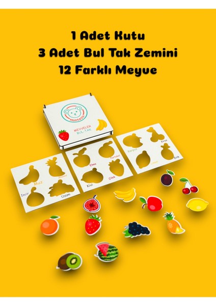 Meyveler Ahşap Bul Tak,meyveleri Öğreniyorum Eğitici Puzzle,meyveler Seti,eğitici Oyuncak