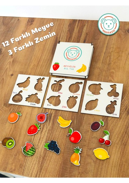 Meyveler Ahşap Bul Tak,meyveleri Öğreniyorum Eğitici Puzzle,meyveler Seti,eğitici Oyuncak