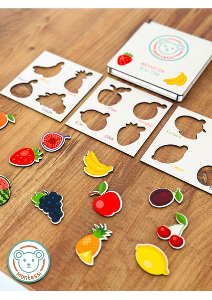 Meyveler Ahşap Bul Tak,meyveleri Öğreniyorum Eğitici Puzzle,meyveler Seti,eğitici Oyuncak